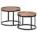 Produktbild FineBuy 2er Set Beistelltische Massivholz Wohnzimmer-Tisch Landhaus-Stil Anstelltisch Metallgestell Natur-Holz Couchtisch Natur-Produkt Wohnzimmermöbel Massivholzmöbel Echtholz Anstelltisch