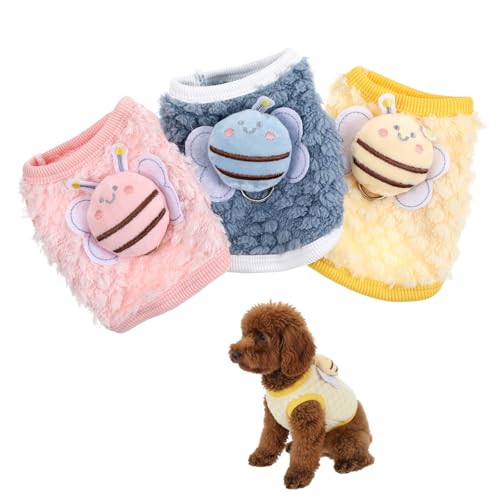 3 Pcs Kitten Clothes, Yorkie, Chihuahua Puppy Clothes, Colorful Teacup Dog Cat Vest with Bee Dolls, Soft Small Dog Sweater, Cute Puppy Jumper for Mini Newborn Dogs,Cat (XX-Small)