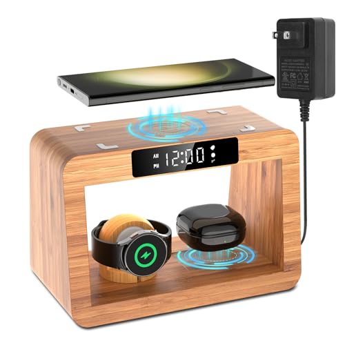 HQOBZX Station de chargement sans fil en bambou pour Samsug Galaxy, station de charge haute...