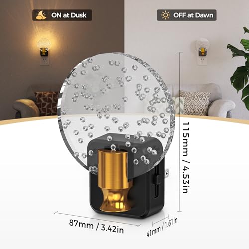 Image of DORESshop LED Night Light[2 Pack], Decorative Night Light Plug Into Wall | Dusk-to-Dawn Sensor, Dimmable Nightlights for Bathroom Hallway, Bedroom,Kids Room,Stairway, Soft White