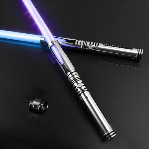 HOMZZZZ Dueling Lightsaber, 2 Pack RGB 15-Color LED Light Sabers with FX Sound & Motion Sensor, USB Rechargeable Lightsabers for Adults Kids Cosplay (33.5inch)