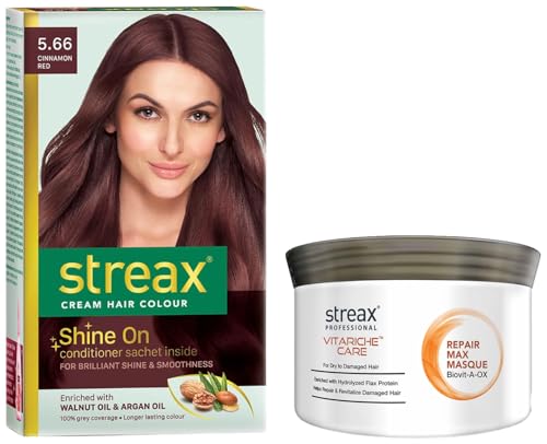 Streax Permanent Hair Colour, Vitariche Care Smooth And Shine Hair Mask For Women, 1 Count, Brown