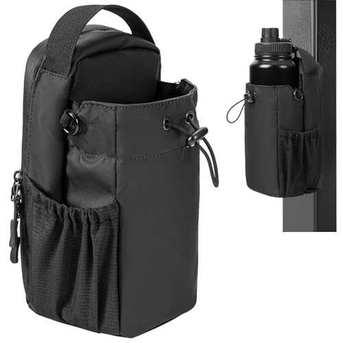BruinBang Bolsa de ginástica magnética masculina com suporte para garrafa de água e bolsos para telefone, zíperes com trava segura, alça ajustável para viagens, trabalho, esportes, organizador de