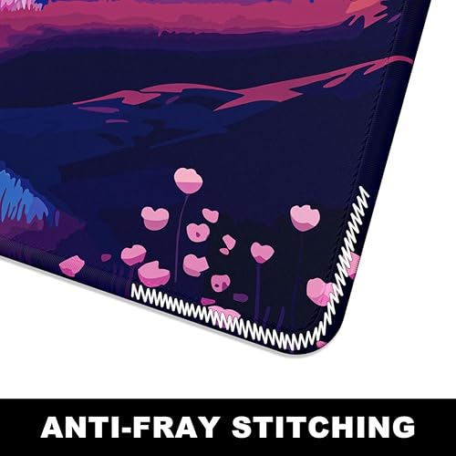 Image of Printed Gaming Mousepad - Premium Stitched Edges, Smooth Surface,Size 11x23 inches, Non-Slip Rubber Base - Ideal for Office & Gaming Setup (Anime Tranquil Sakura Lake)
