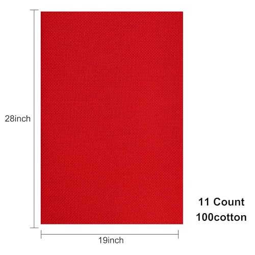 Image of Aida Cloth 11 Count Cross Stitch Fabric,19x28inch (11CT,Red)