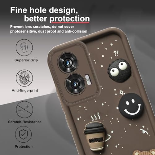 Image of GoldKart Back Case Cover Compatible for Motorola Edge 50 Fusion 5G | Cute Fun Cartoon 3D Ball Coffee Silicone Case | Full Body Protection Back Cover for Motorola Edge 50 Fusion 5G - Brown