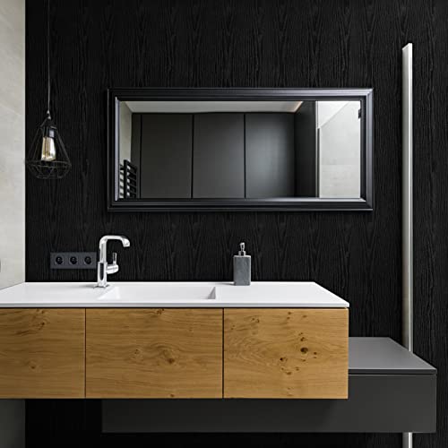 Hode Matt Black Vinyl Wrap For Kitchen Cupboards Furniture, Wood Effect Sticky Back Plastic Roll, Worktop Vinyl Covering Furniture Stickers, Self Adhesive Wallpaper Contact Paper 30x200cm