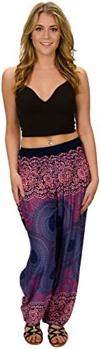 Happy Trunks Harem Pants - Flowy, Baggy Sweatpants for Women - Hippie Clothing (2XL, Purple Honeycomb)