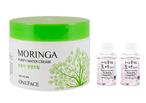 ONEFACE Moringa Purify Water Cream, 3.38 fl.oz (100ml) - All-in-One Skin Hydration Solution made with 62.82% Moringa Seed Extract - Moisturizing, and Nourishing Cream
