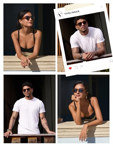 Image of VANLINKER Retro Vintage Polarized Trendy Small Square Sunglasses for Women Men 2025 Fashion Shades VL9858