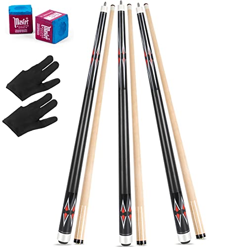 Set de 3 tacos de billar AKLOT de 58 pulgadas madera de arce miniatura 7