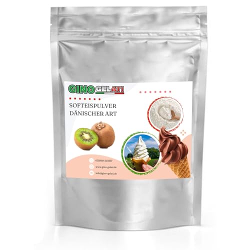 Gino Gelati Dänisches Softeis Pulver, fruchtiger Geschmack, verschiedene Geschmacksvarianten, schnell und einfach Zubereitet, Made in Germany, Eis selber machen (10 Kg, Kiwi)