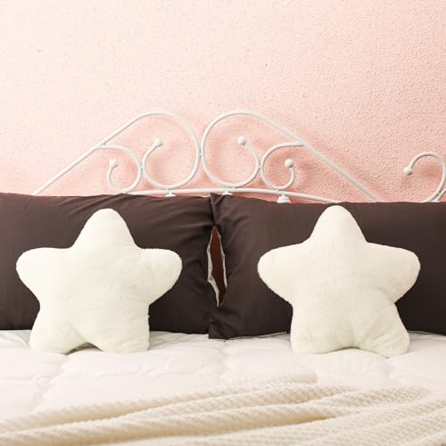 Sumind 2 Pcs 15.7 Inch White Star Pillow Decorative Valentine Throw Pillow Cute Plush Star Pillows Aesthetic 3D Throw Stuffed Cushion Decorative Valentine Room Decor for Bedroom Sofa Chair