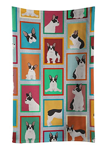 Caroline's Treasures MLM1089KTWL Lots of Black and White French Bulldog Kitchen Towel Dish Cloths Guest Hand Towel Decorative Bathroom Towel for Face,Tea, Dishcloth, Kitchen and Bath