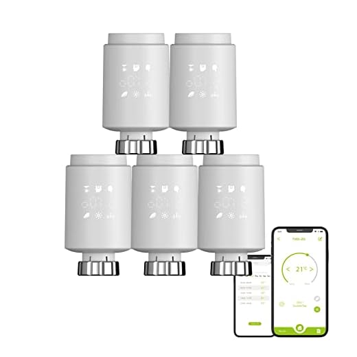 Qiumi Zigbee Thermostat Heizkörperventil, Smart Programmierbarer Thermostat, Temperaturheizung, eTRV, Alexa, Googlehome Sprachsteuerung, Steckertyp ist M30 x 1,5