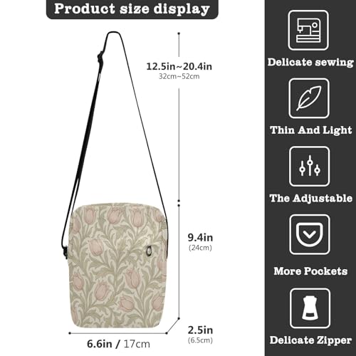 messenger bag crossbody Small Crossbody Bags For Women Shoulder Handbags Adjustable Strap for Casual Casual- William Morris flower Pattern3