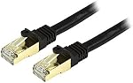 Câble Ethernet StarTech 5ft CAT6a - Cordon de Patching Blindé Snagless RJ45 10 Gigabit 100W PoE - Câble Réseau 10GbE STP avec Protection contre les Torsions - Noir - UL, TIA (C6ASPAT5BK)