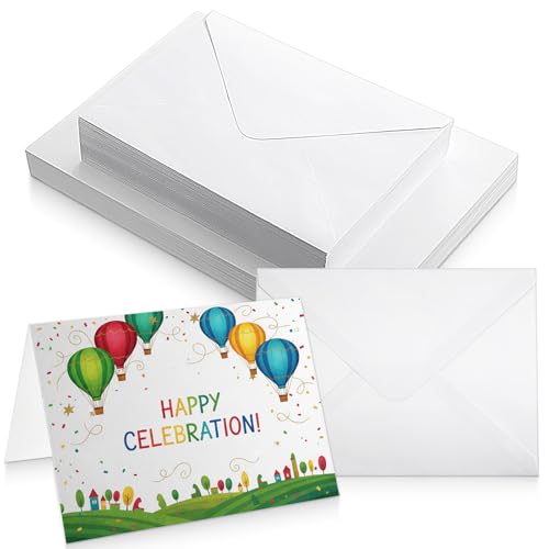 60 Sets Watercolor Cards with Envelopes, 140lb/300 GSM Cotton Heavyweight Foldable Greeting Paper Card, 5x7 Inch Foldable Blank Watercolor Postcards and Envelopes, Greeting Card for All Occasions