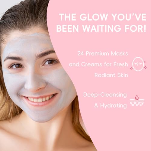 LAIKOU Face Mask Skincare Set, 24 Pcs Pamper Gifts for Women, 3 x Face Masks, 5 x Sleeping Masks, 6 x Mud Masks, 4 x Face Creams, 4 x Eye & 2 x Lip Masks, Care Package Gift Sets for Her Teenage Girls - Image 3