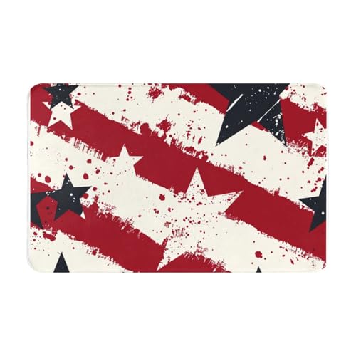Ultra Soft and Absorbent Bathroom Rugs Mat 19.5x31.5Inches,Patriotic Star of The American Flag Quick Dry Bathroom Rugs, Bath Mats for Bathroom Floor, Tub & Shower,Non Slip, Machine Washable