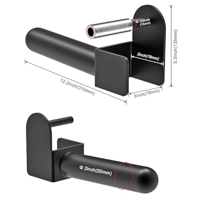 Kipika Weight Plate Holder for 2x2 and 3x3 Power Rack - Attachment for Storage - Fits Standard 1-inch or Olympic 2-inch Plates - Set of 2