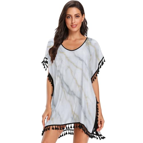 linqin Papel pintado con purpurina dorada con textura de mármol para mujer, salida de baño, vestido de playa para trajes de baño, Papel pintado con purpurina dorada con textura de mármol, M