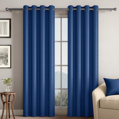 Image of Wakefit Jacquard Room Darkening Curtain | Light Blocking Upto 70% | (9 x 3.9 ft) | Door Curtain | Set of 2 | Reduces Noise | Machine Washable | Smash |Diamond Blue