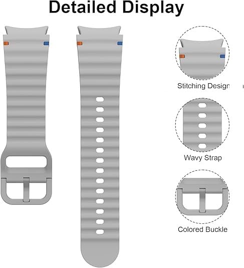 Image of Zapper ZERO GAP Sport Band Compatible With Samsung Galaxy Watch 7 Band 40mm 44mm (2024), Soft Silicone Waterproof Strap with Decorative Woven Line for Galaxy Watch 6 5 4 40mm 44mm (Watch Not Included)