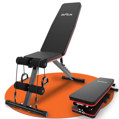 DH FitLife Banco de Pesas Plegable 8 en 1 | Banco de Entrenamiento para Cuerpo Completo en Casa | Banco Ajustable y Inclinado, Entrenador de Abdominales para el Gimnasio en Casa