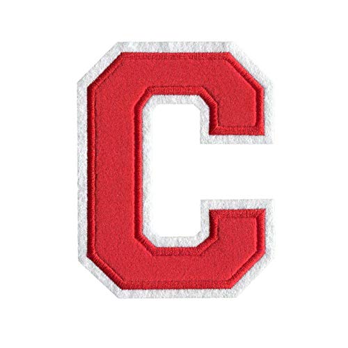 Premium Custom A - Z Embroidered Letter Patch, Big Size Varsity Monogram, 4 1/2" Height - Red on White - Customize Jackets, Jeans, Hats, Shirts