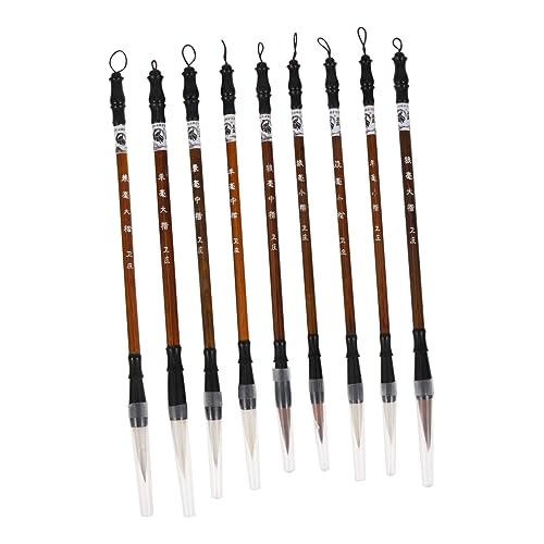 DOITOOL Art Supply Brush Set Calligraphy Brush Pens 9 Pcs in 1 Bag Wolf Hair for Chinese Character Lovers