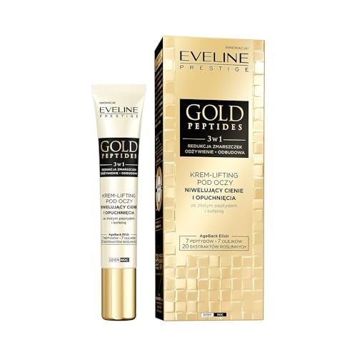 Eveline Cosmetics Peptidi d'Oro Crema Lifting per Occhi con Oro Colloidale e Ceramidi per Riduzione Rughe e Luminosità
