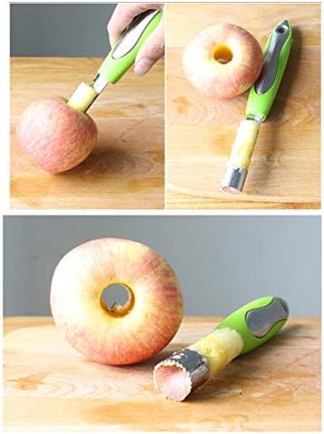 BTFLKNS Easy Grip Apple Corer, 304 Food Grade Stainless Steel Fruit Core Remover Tool, Ergonomic Design Rubber Handle(Green)