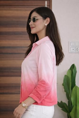 Image of Women's Korean Style 3 /4 Sleeve Oversized Button Down|| Workwear Top Shirt for Office & Casual Wear Women Shirt || Shirt for Woman || Top for Women (L-98-101)