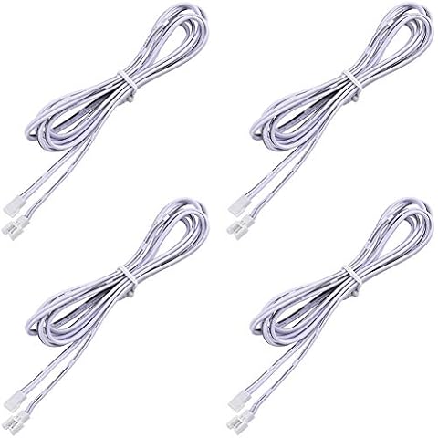 Lvyinyin 2-pin Extension Cable Under Cabinet LED Lighting Kit, White Cords, 5 Feet Each, 4 Packs Cover