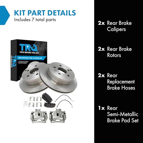 Image of TRQ Rear Brake Pad & Rotor Kit Semi-Metallic Compatible with 2017 Chevrolet Equinox GMC Terrain