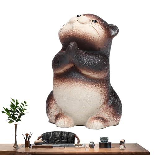 Linda mascota de té, escultura de animales de arcilla, mascotas de té chinas, estatua de arcilla para decoración de ceremonias, figuras de animales de mesa de té para el hogar