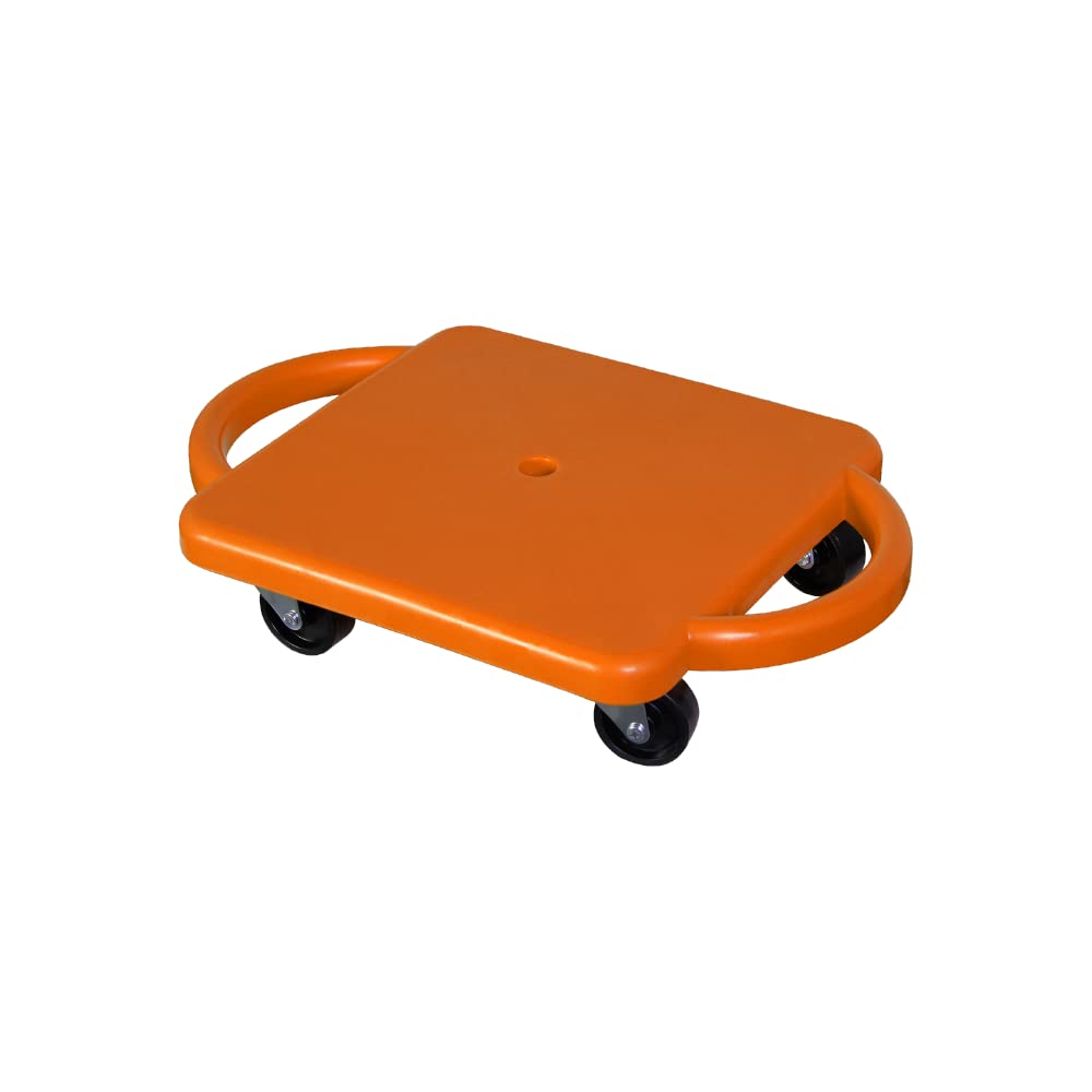 GISCO Sports Sitting Scooter Board with Handles for Kids & Children - Plastic | Flat Sitting Scooter with Casters for Kids | Gym Activities Equipment Elementary School (Orange)