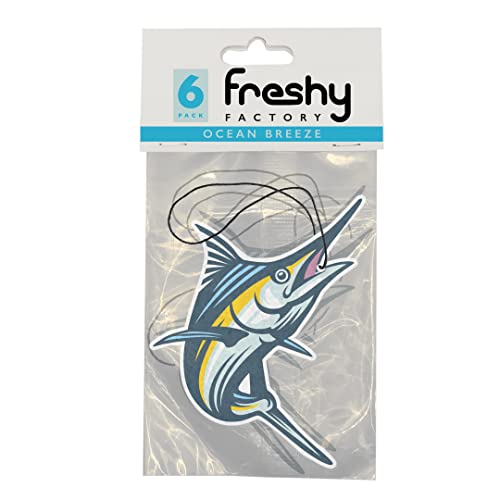 Image of Marlin Fish Car Air Freshener Ocean Breeze Scent Freshy Factory (6 Pack)