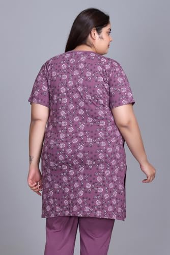 Image of RYSH Women's All-Over Printed Cotton Plus Size Longline T-Shirt with Pockets