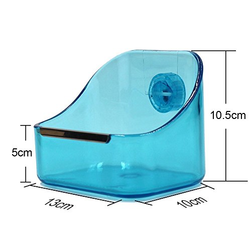 M-Aimee Plastic Cage Feeder Food n Water Hay Bowl Dish for Rabbit Guinea Pig Chinchilla Hamster Ferret (Blue) - Thumbnail 2