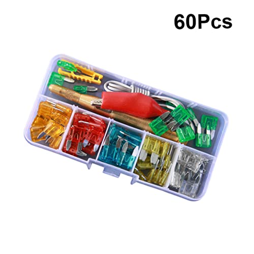 Kit de probador de fusibles para automóvil, 60 piezas, 5-30 A, tipo de inserción con carcasa de zinc y plástico miniatura 3