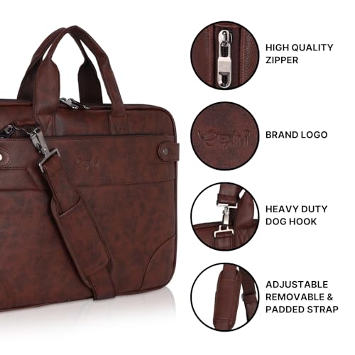 Image of EXIM Laptop Bags for Men Office Use | Upto 15.6 inch | Expandable Bottom | Mobile & Pen Compartment with Multiple Organizers | PU Leather | Professional Office Bag for Man & Women Two tone