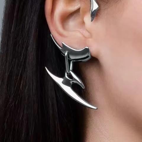 Cyberpunk Metal Bone Ear Chuck Dart Hanging Earring for Men and Women - Punk Ear Cuff for Motor Costume Party Accessories2