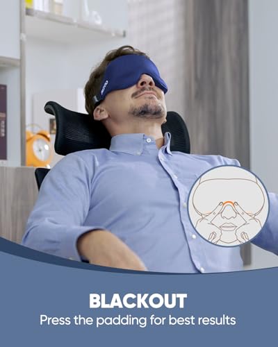 MZOO Luxury Sleep Eye Mask for Side Sleeper Men Women, Zero Eye Pressure 3D Sleeping Mask, Light Blocking Patented Design Night Blindfold, Soft Eye Shade Cover for Travel, Blue - Image 5