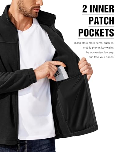 Image of COOFANDY Mens Polar Fleece Jacket Lightweight Full Zip Jackets Outdoor Coat