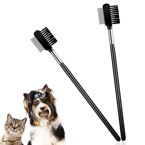 2 Piezas Peines de Lágrimas de Perro Peine de Ojos de Perro Peines Quitamanchas de Lágrimas Peine de Aseo de Ojos de Perro de de Doble Cara para Eliminar Costras y Mocos Cover