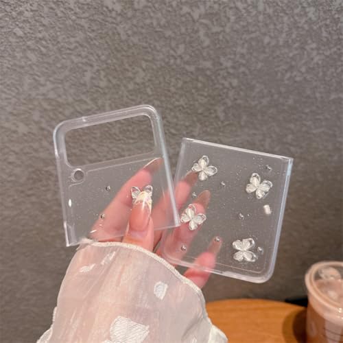 Coque pour Galaxy Z Flip5 avec chaîne perles papillon incrusté