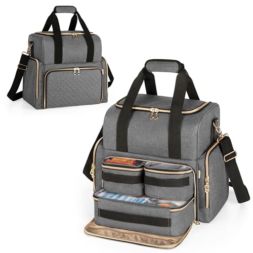 Luxja Grande Custodia per Tatuaggi con 3 Tasche Rimovibili, Borsa da Viaggio per Tatuaggi per Stampante per Stencil e Kit per Tatuaggi, Grigio