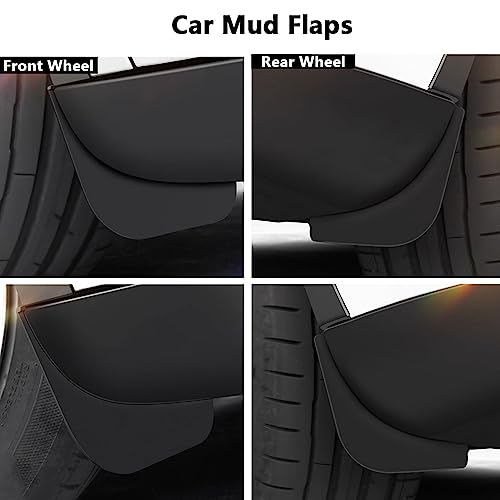 Image of Riloer Mud Flaps Mudflaps Mudguards, Black Splash Guards Fender Flares Dirty Traps with Fastener Rivet Clips, 2021-2023 Compatible with Tesla Model Y